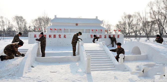 雪雕景观墙